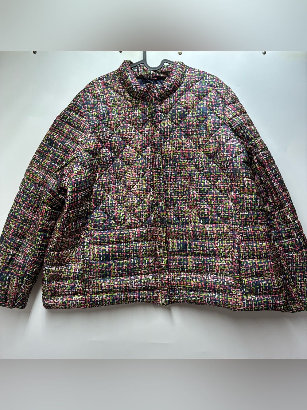 Lands End Plus Size 2X Goose Down Full Zip Puffer Jacket Colorful Winter Snow